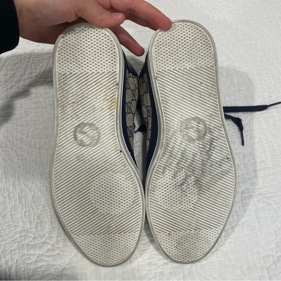 Gucci Mens Navy Blue GG Supreme High Top Sneakers - Picture 10 of 14